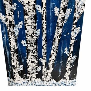 Original Artwork Acrylic’s On Canvas  White Birch In Winter Canvas Art 16 x 20